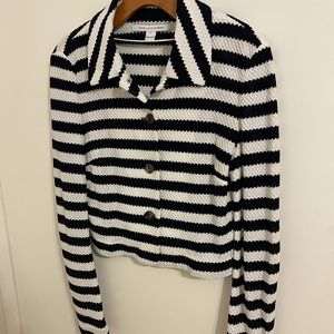 Diane von Furstenberg Cropped Knit Stripe Blazer